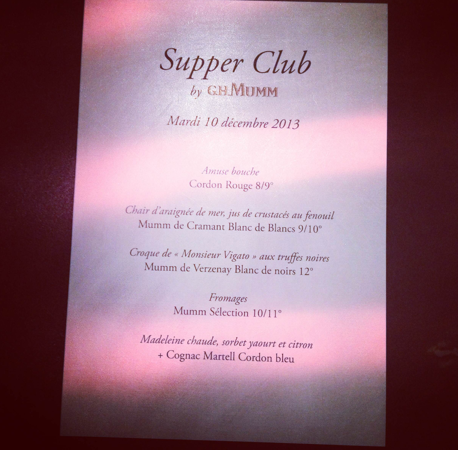  GH MUMM SUPPER CLUB -  JEAN PIERRE VIGATO